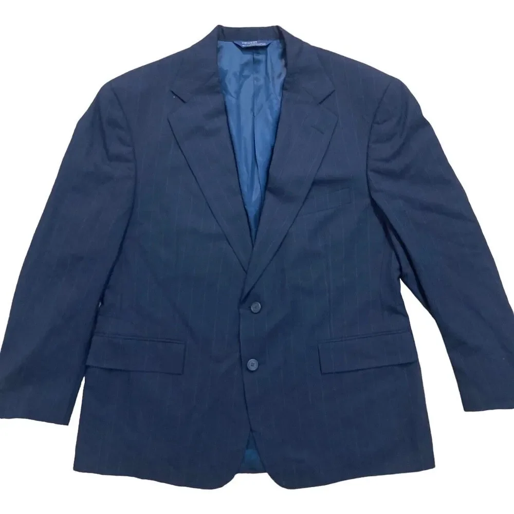 Polo Ralph Lauren Men’s Sz 42 Navy Blue Stripe Jacket Blazer 100% Wool